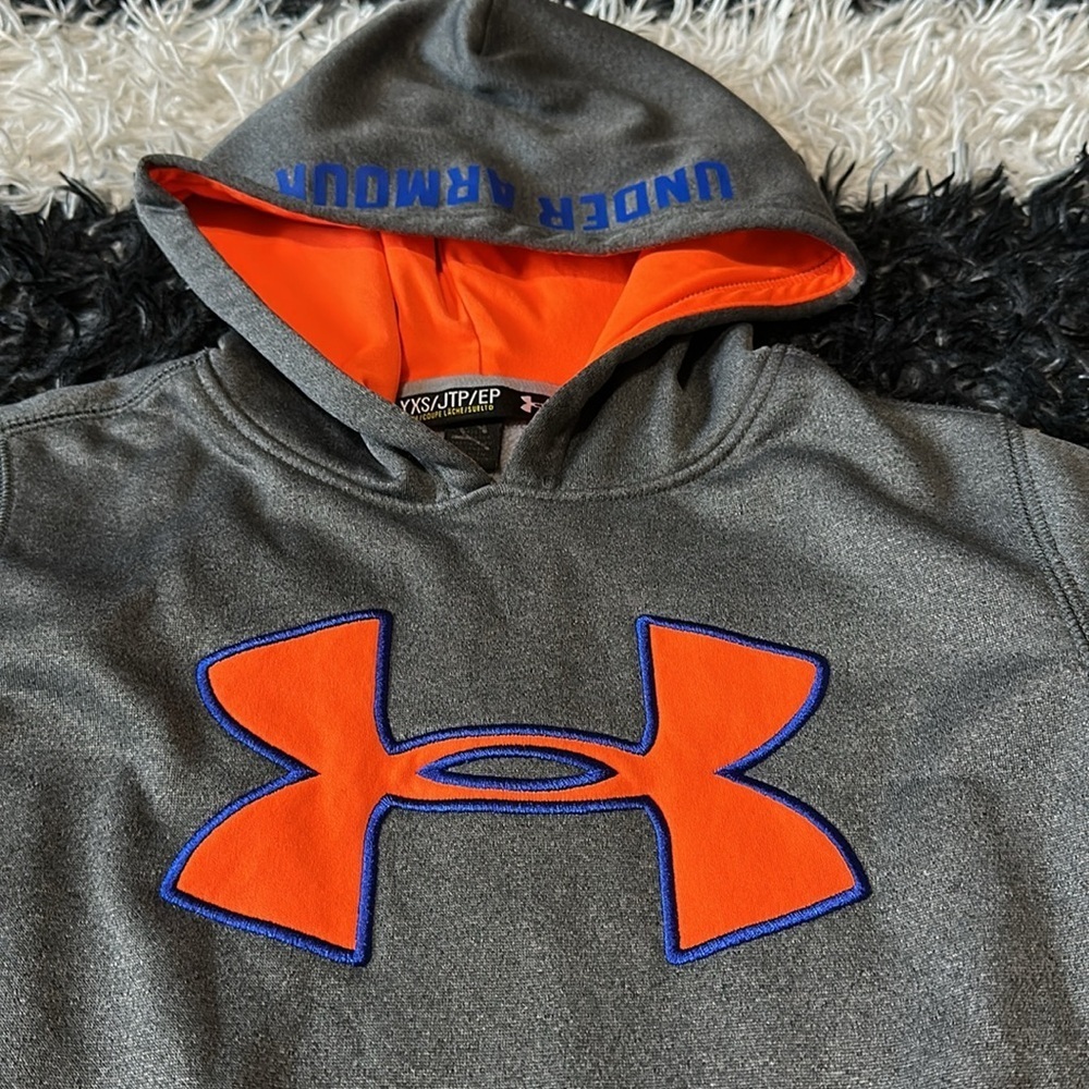 Under Armour Boys Storm Hoodie, Gray, Sz YXS - Picture 2 of 4